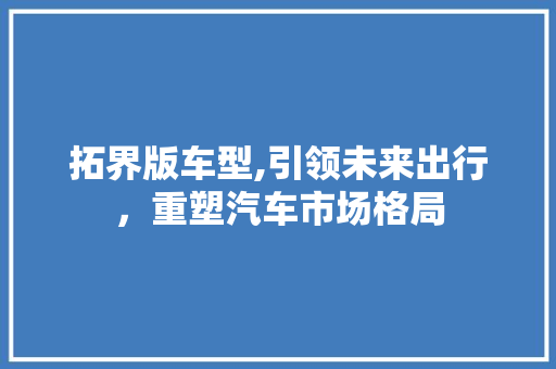 拓界版车型,引领未来出行，重塑汽车市场格局