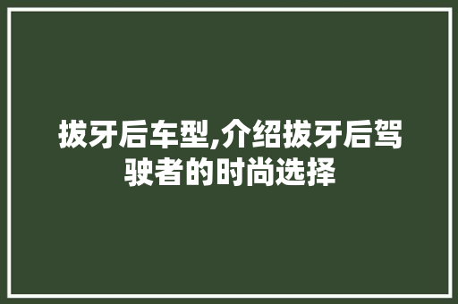 拔牙后车型,介绍拔牙后驾驶者的时尚选择 车灯配件