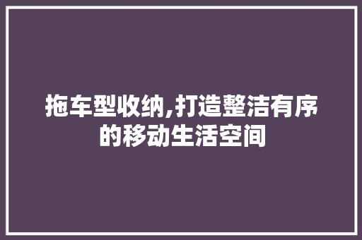 拖车型收纳,打造整洁有序的移动生活空间