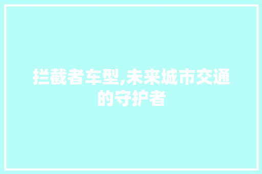 拦截者车型,未来城市交通的守护者