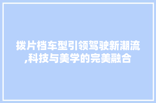 拨片档车型引领驾驶新潮流,科技与美学的完美融合