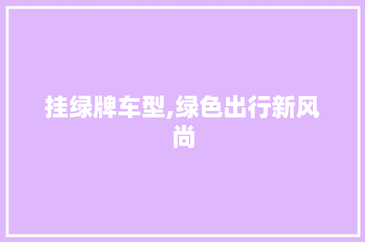 挂绿牌车型,绿色出行新风尚