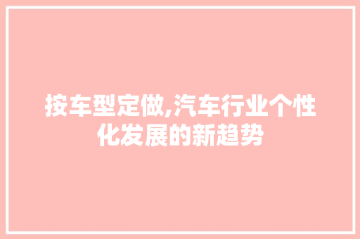 按车型定做,汽车行业个性化发展的新趋势