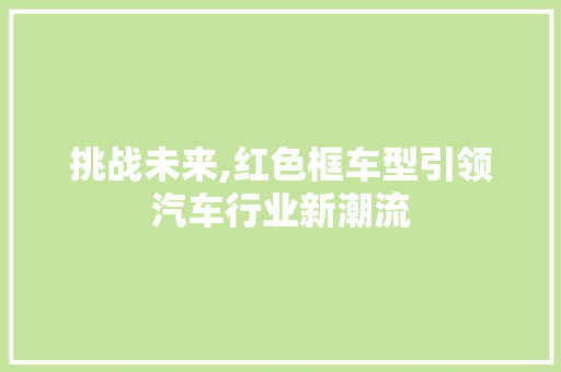 挑战未来,红色框车型引领汽车行业新潮流