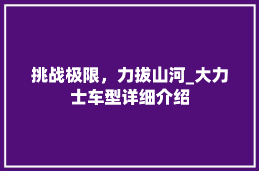 挑战极限，力拔山河_大力士车型详细介绍