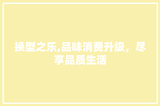 换型之乐,品味消费升级，尽享品质生活