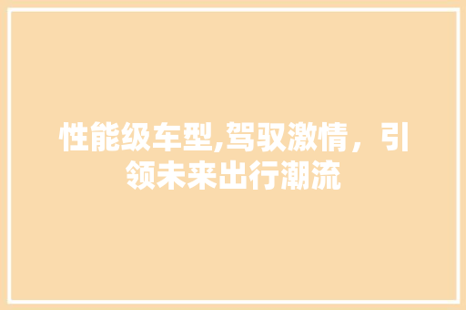 性能级车型,驾驭激情，引领未来出行潮流