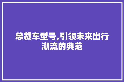 总裁车型号,引领未来出行潮流的典范 汽车配件