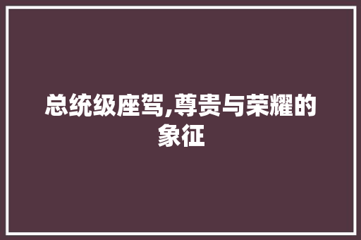总统级座驾,尊贵与荣耀的象征 汽车配件