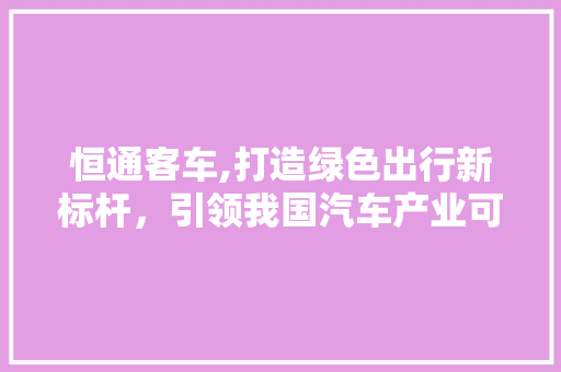 恒通客车,打造绿色出行新标杆，引领我国汽车产业可持续发展之路