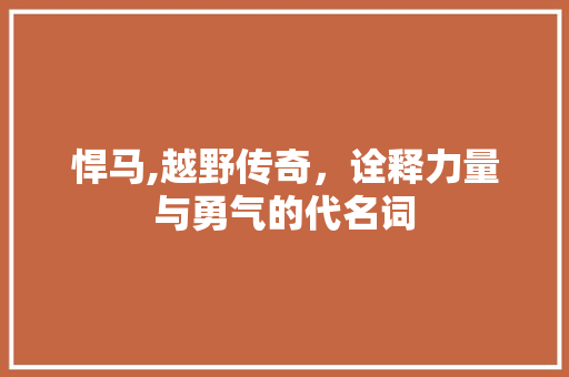 悍马,越野传奇，诠释力量与勇气的代名词