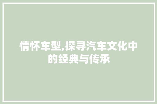 情怀车型,探寻汽车文化中的经典与传承 底盘配件