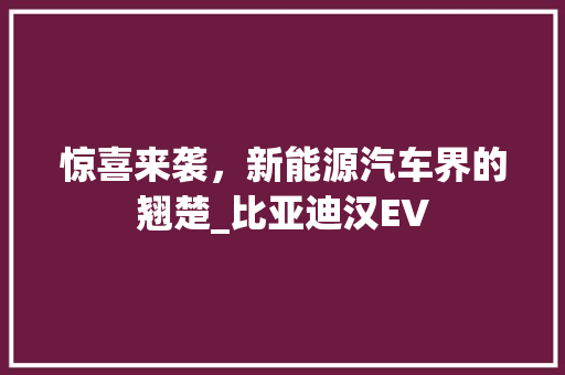 惊喜来袭，新能源汽车界的翘楚_比亚迪汉EV 发动机配件