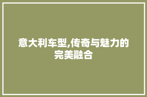 意大利车型,传奇与魅力的完美融合