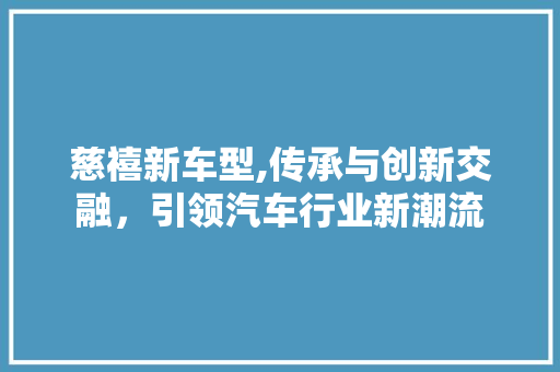 慈禧新车型,传承与创新交融，引领汽车行业新潮流