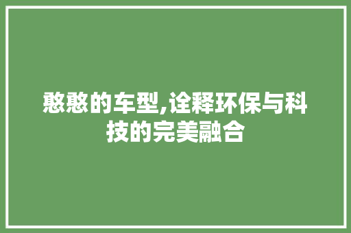 憨憨的车型,诠释环保与科技的完美融合
