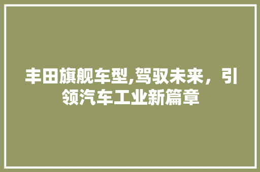 丰田旗舰车型,驾驭未来，引领汽车工业新篇章