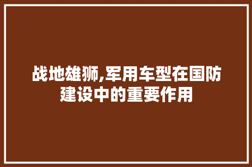 战地雄狮,军用车型在国防建设中的重要作用