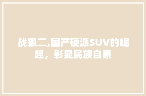 战狼二,国产硬派SUV的崛起，彰显民族自豪