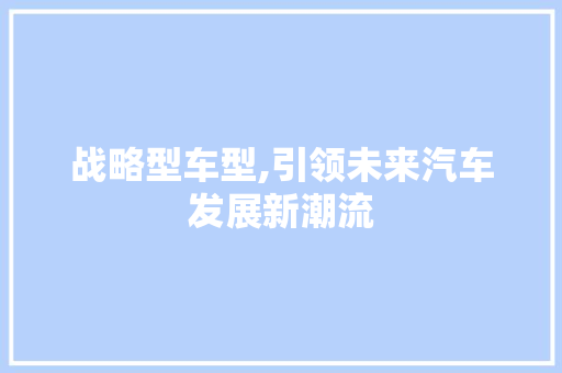 战略型车型,引领未来汽车发展新潮流
