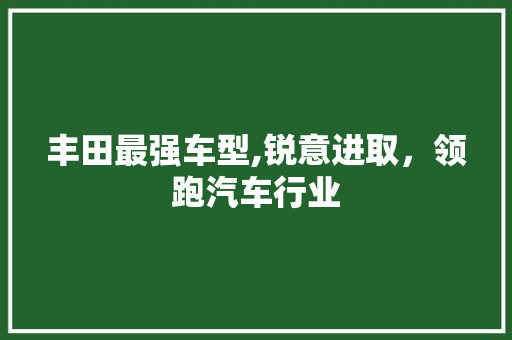 丰田最强车型,锐意进取，领跑汽车行业