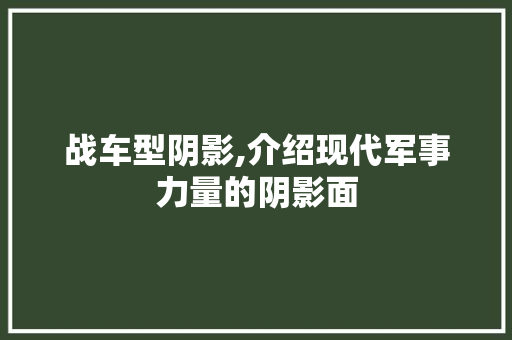 战车型阴影,介绍现代军事力量的阴影面