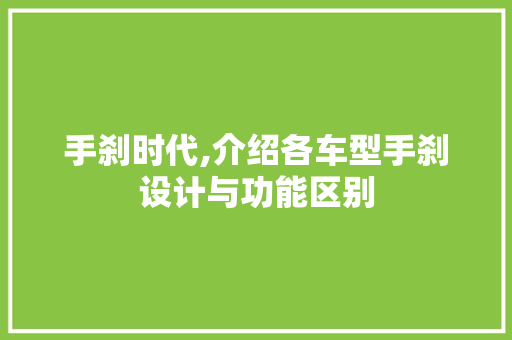 手刹时代,介绍各车型手刹设计与功能区别
