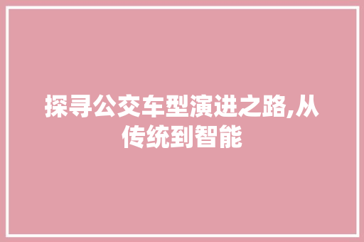 探寻公交车型演进之路,从传统到智能 新款车型