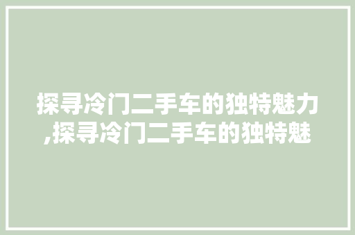 探寻冷门二手车的独特魅力,探寻冷门二手车的独特魅力
