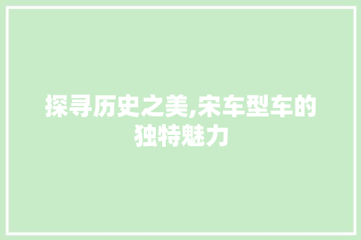 探寻历史之美,宋车型车的独特魅力