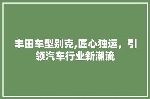 丰田车型别克,匠心独运，引领汽车行业新潮流