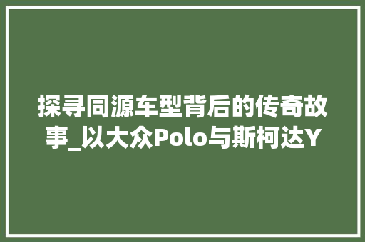 探寻同源车型背后的传奇故事_以大众Polo与斯柯达Yeti为例