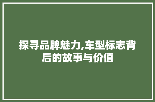 探寻品牌魅力,车型标志背后的故事与价值
