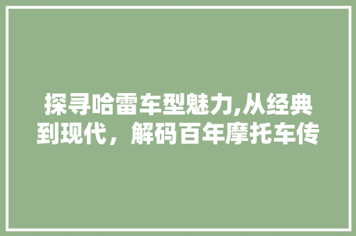 探寻哈雷车型魅力,从经典到现代，解码百年摩托车传奇 变速箱配件