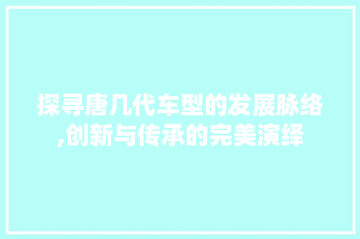 探寻唐几代车型的发展脉络,创新与传承的完美演绎