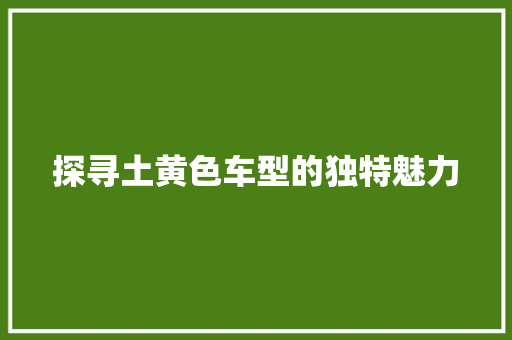 探寻土黄色车型的独特魅力