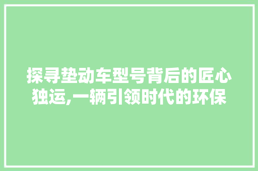 探寻垫动车型号背后的匠心独运,一辆引领时代的环保之作 车身配件