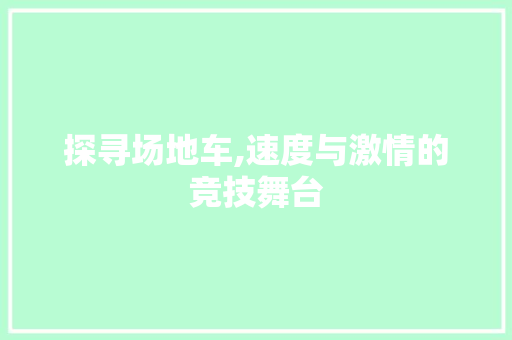 探寻场地车,速度与激情的竞技舞台