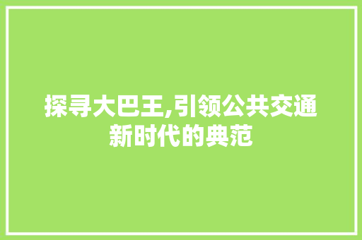 探寻大巴王,引领公共交通新时代的典范 底盘配件