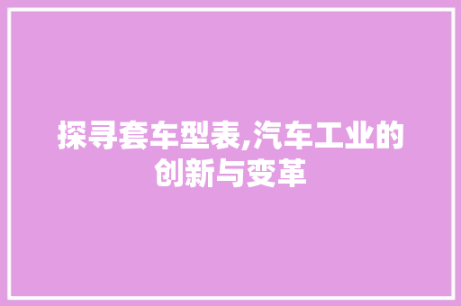 探寻套车型表,汽车工业的创新与变革