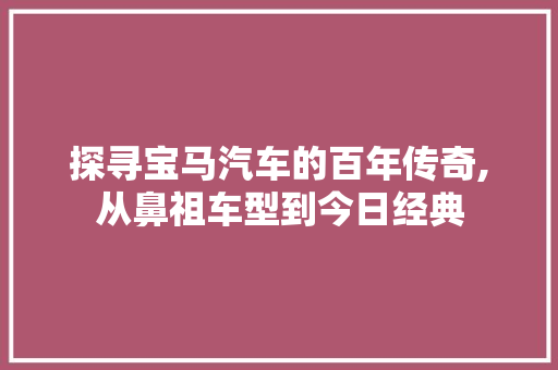 探寻宝马汽车的百年传奇,从鼻祖车型到今日经典 车灯配件