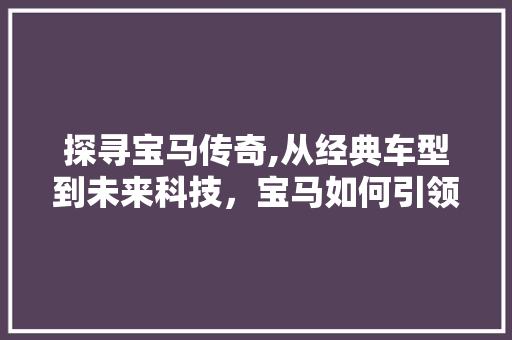 探寻宝马传奇,从经典车型到未来科技，宝马如何引领汽车潮流