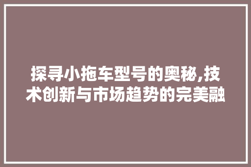 探寻小拖车型号的奥秘,技术创新与市场趋势的完美融合