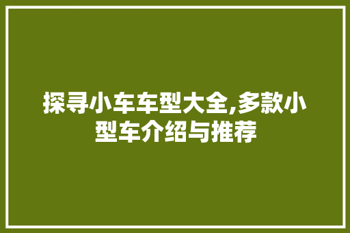探寻小车车型大全,多款小型车介绍与推荐