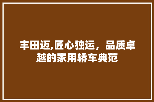 丰田迈,匠心独运，品质卓越的家用轿车典范