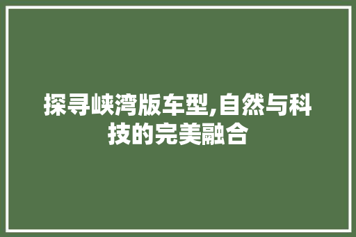 探寻峡湾版车型,自然与科技的完美融合