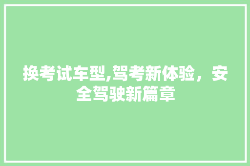 换考试车型,驾考新体验，安全驾驶新篇章
