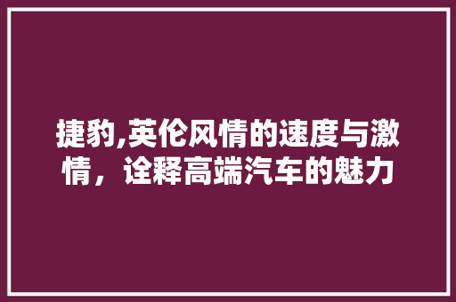 捷豹,英伦风情的速度与激情，诠释高端汽车的魅力