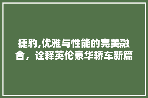 捷豹,优雅与性能的完美融合，诠释英伦豪华轿车新篇章