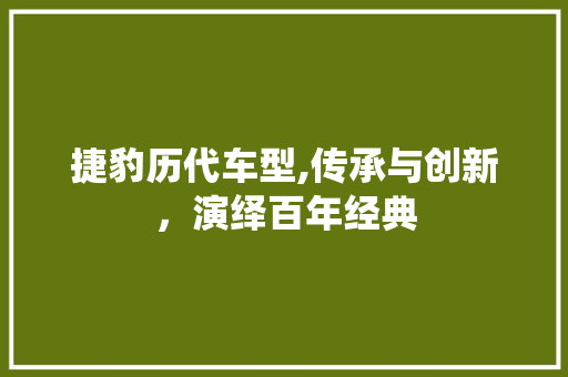 捷豹历代车型,传承与创新，演绎百年经典